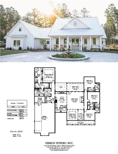 Plan #26227 | Design Studio Cool Floor Plans Layout, Screen Porch House Plans, H Floor Plan Layout, Ranch Layout Floor Plans, Open Floor Plans One Story, Design Studio Floor Plan, Floor Plan Design Layout, Cottagecore Exterior, Home Layout Plans