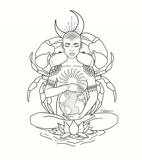 OBSESSED WITH THIS ARTISTS!!! Cancerian Divine Feminine Cancerian Tattoo For Women, Cancerian Tattoo, Astrology Tattoo, N C, Zodiac Tattoos, Zodiac Tattoo, Water Signs, The Crab, Arte Inspo