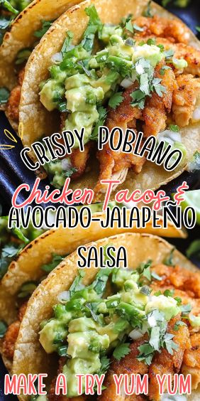 Crispy Poblano Chicken Tacos with Avocado-Jalapeño Salsa Poblano Pepper Tacos, Spicy Chicken And Avocado Tacos With Creamy Cilantro Lime Sauce, Crispy Poblano Chicken Tacos, Baked Spicy Chicken Tacos, Crispy Shrimp And Poblano Tacos, Crispy Poblano Chicken Tacos With Avocado-jalapeño Salsa, Poblano Chicken, Roasted Poblano Peppers, Chicken Breast Crockpot Recipes