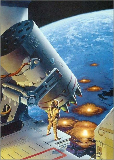 Orbital strike authorized Science Fiction Artwork, 70s Sci Fi Art, Scifi Fantasy Art, New Retro Wave, Classic Sci Fi, Arte Robot, Futuristic Art, Pulp Art, Science Fiction Art