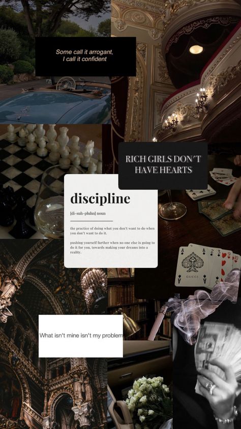 Dark, academia, rich, Boss girl, cold heart, ego, strong Dark Rich Girl Aesthetic, Cold Heart, Vision Board Wallpaper, Rich Girl Aesthetic, Boss Girl, A Strong Woman Quotes, Academic Success, Dark Academia Aesthetic, Academia Aesthetic