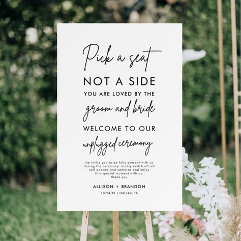 Sit On Either Side Wedding Sign, Wedding Ceremony Sign, Wedding Table Seating Chart, Table Seating Chart, Wedding Table Seating, Ceremony Sign, Wedding Ceremony Signs, Pick A Seat, Graduation Invitations Template