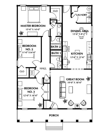 Benkelman Ranch Home Plan 028D-0025 | House Plans and More Floor Plans Ranch, Southern Cottage, Two Story House, Floor Bedroom, Small House Floor Plans, Southern House Plans, Barndominium Floor Plans, House Construction Plan, House Layout Plans