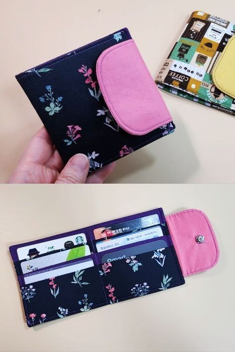 Credit Card Purse Diy, Sew A Wallet Pattern, Wallets To Sew, Snap Wallet Pattern, Diy Card Wallet Pattern, Card Holders Wallet, Credit Card Wallet Sewing Pattern Free, Credit Card Wallet Pattern Free, Fabric Wallet Diy