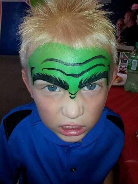 Hulk face painting.  www.Facebook.com/SnazyFacePainting The Hulk Face Paint, Hulk Face Paint Easy, Hulk Face Paint, Spiderman Face Paint, Hulk Face, Superhero Face Painting, Hulk Kids, Hulk Birthday Parties, Bobs For Round Faces