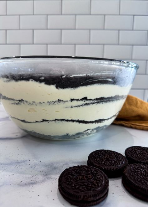 Oreo “Dirt” Trifle | Eat Play Shae Oreo Chocolate Trifle Recipe, Dirt Trifle, Oreo Dirt Cake Trifle, Easy Oreo Dirt Cake, Best Oreo Dirt Cake, Oreo Pudding Dessert Dirt Cake, Oreo Dirt Dessert, Biscuit Bread Pudding, Peach Biscuits