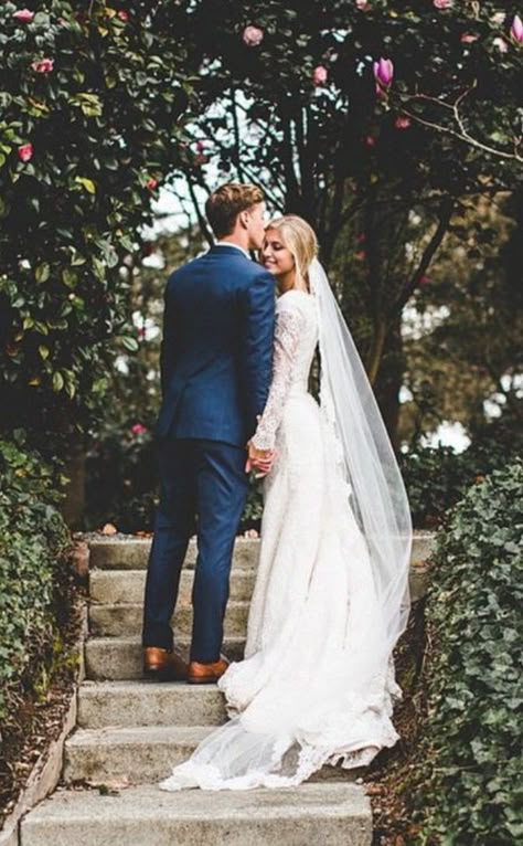 Look at her dress and veil. I don't even like veils but this combination is stunning Wedding Goals, Big Wedding, Wedding Wishes, Fairytale Wedding, Wedding Pics, Wedding Poses, Here Comes The Bride, Wedding Bells, Wedding Pictures