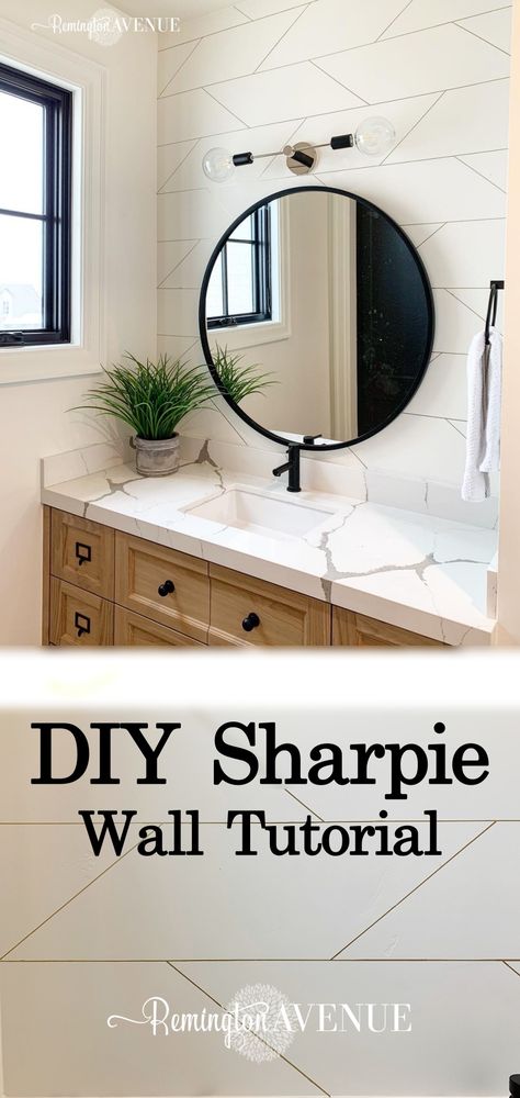 Easy Geometric Sharpie Wall Tutorial - Remington Avenue Gold Sharpie Wall, Sharpie Wallpaper Diy, Diy Sharpie Wall, Remington Avenue Home, Paint Patterns On Wall Diy, Diy Geometric Wall, Sharpie Wall, Diy Sharpie, Home Remodeling Diy