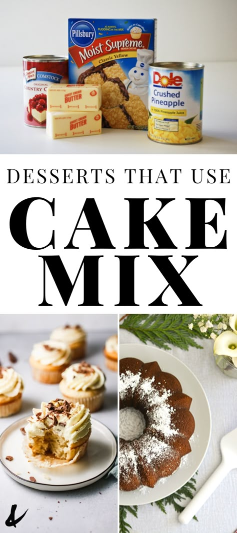 Ideas For Box Cake Mixes, Desserts You Can Make With Box Cake, Cake Box Mix Recipes 2 Ingredients, Two Ingredient Cake Mix Recipes, Easy Cake Mix Bars Recipes, What To Make With Boxed Cake, Ways To Use Box Cake Mixes, Yellow Cake Mix Desserts 3 Ingredients, Box Cake Mix Into Bakery Cake