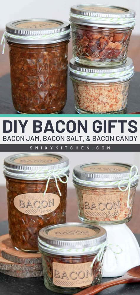 Best Bacon Jam Recipe, Diy Bacon, Bacon Candy, Bacon Gifts, Best Sauce Recipe, Bacon Jam Recipe, Easy Dessert Recipes Christmas, Bacon Salt, Homemade Christmas Gift