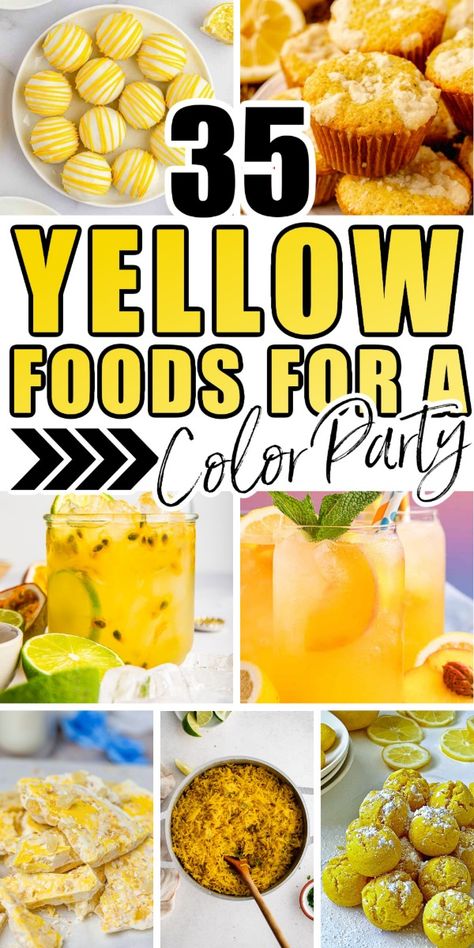 Brighten up your celebration with delicious Yellow Party Foods! From savory bites to sweet treats, these vibrant yellow recipes will make any gathering pop. You'll find tasty ideas to create a stunning Yellow Food Platter that’s perfect for parties. Yellow Party Ideas Food, Yellow Appetizers For Party, Golden Party Food Ideas, Yellow Finger Foods. Yellow Treat Table, Black And Yellow Food Party Ideas, Golden Party Food Ideas, Yellow Candy Aesthetic, Yellow Appetizers For Party, Gold Themed Party Food, Color Party Yellow Food, Red And Yellow Food Ideas, Blue And Yellow Charcuterie Board