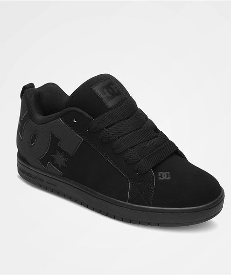 DC Court Graffik All Black Skate Shoes | Zumiez Black Dc Shoes, Dc Court Graffik, Black Skate Shoes, Dc Skate Shoes, Dc Skate, Dc Shoes Men, Shoes Outfit Fashion, Casual Outfit Inspiration, Hype Shoes