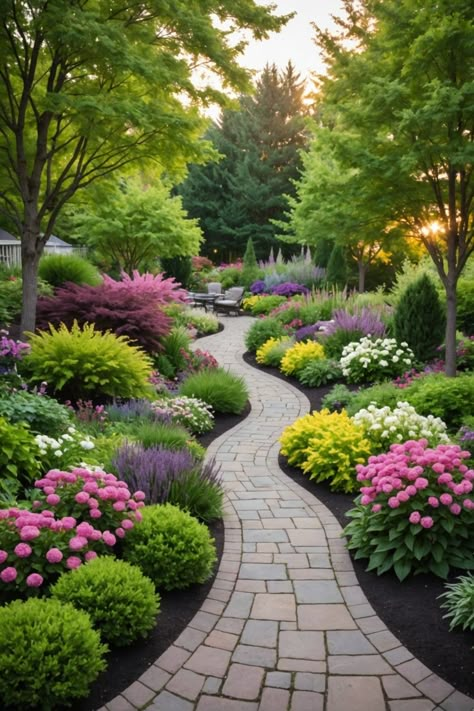 20 Modern Front Yard Landscaping Ideas - Toolz Geek Backyard Landscape Inspiration, Landscaping Modern House, Michigan Front Yard Landscaping, Modern Planting Ideas, House Garden Design Landscapes, Backyard Flower Garden Ideas Landscaping Pathways, Home Garden Landscape Design, Front Yard Tulips, Layered Gardens Landscape Design