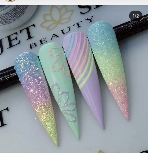 Pastel Cute Nails, Rainbow Lashes, Pastel Rainbow Nails, Fluorescent Nails, Nails Rainbow, Luminous Nails, Pastel Nails Designs, Unicorn Nails, Christmas Gel Nails