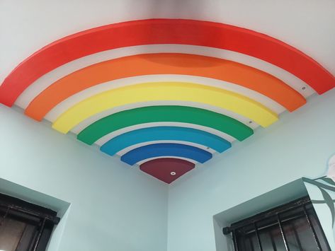 Contact no: 9177626503. Hyderabad.. Simple Ceiling, Simple Ceiling Design, Kids Bedroom Designs, Interior Room, Kids Interior Room, Rainbow Wall, Kids Interior, Pop Design, Bedroom Designs