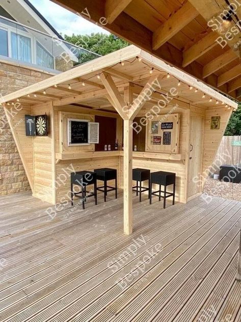 Pavilion With Bar, Outdoor Garden Bar, Large Pavers, Houses Bloxburg, Bar Shed, Outdoor Patio Bar, Backyard Pavilion, Backyard Bar, Backyard Diy Projects