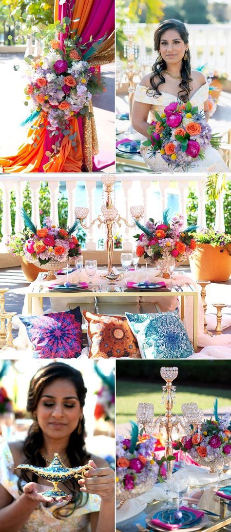 Aladdin Themed Wedding, Princess Jasmine Wedding, Aladdin Wedding Theme, Aladdin Theme, Aladdin Wedding, Popular Wedding Themes, Bohemian Wedding Theme, Fairytale Theme, Wedding Party Games