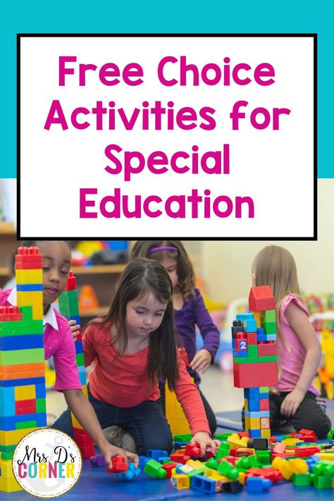 Are you looking for ideas to set up free choice centers in your special education classroom or create independent work stations for your special education students? Here’s a list of 12 fun and engaging free choice activities your students will love. These free choice activities include creative play activities, sensory activities, STEM activities for special education, and activities designed to focus on problem solving, teamwork and collaboration. Find my favorite free choice ideas here. Free Choice Centers, Classroom Special Education, Special Education Organization, Classroom Management Behavior, Independent Work Stations, Routines And Procedures, Teacher Projects, Teaching Elementary School, First Year Teacher