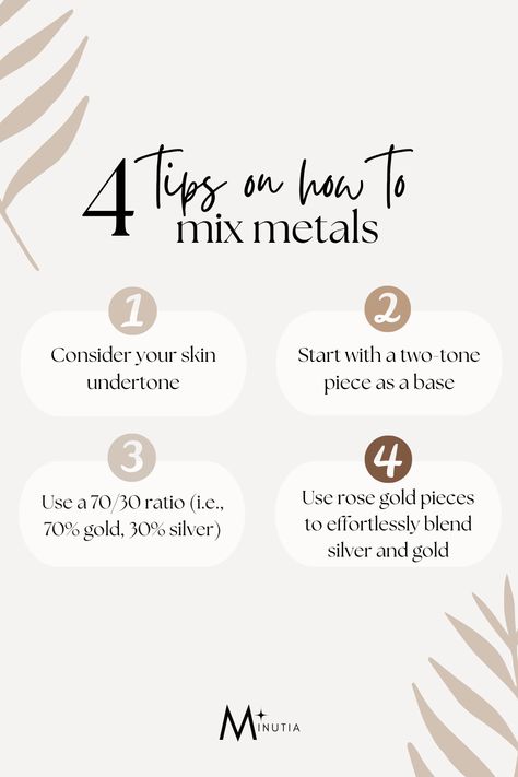 Mixing metals is a fun and stylish way to create a unique look that showcases your personality! Whether you’re pairing gold with silver or adding in some rose gold for a pop of color, the key is to balance the tones and textures for a cohesive vibe. Follow for your daily dose of style inspo, style tips and tricks, and jewelry aesthetic. Mixing Metals Earrings, Mixing Metal Jewelry, Silver And Rose Gold Jewelry Mixing, Mixing Jewelry Metals, Mix Metal Jewelry Aesthetic, Guide To Mixing Metals, Gold Metal Jewelry With Gold-tone Hardware, Mixing Gold And Silver Jewelry, Aspirational Aesthetic