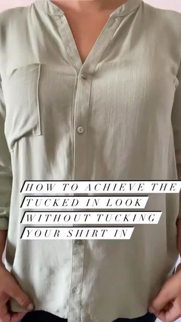 How To Tuck In Shirt Women Work, How To Rouche A Shirt, How To Tuck A Button Down Shirt For Work, How To Tuck A Button Up Shirt, Tucked Shirt Hacks, How To Tuck A Shirt Into Dress Pants, Tuck In A Button Down Shirt, Tucking In A Button Down Shirt, Tucking In A White Button Down