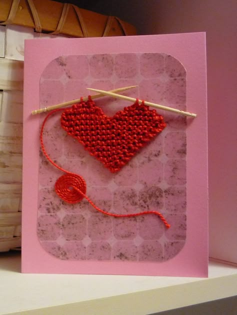 Gift Knitting Patterns, Knitted Heart Pattern, Loving Thoughts, Loop Knitting, Knitted Heart, Fabric Cards, Heart Card, Valentines Crochet, Knitting Blogs