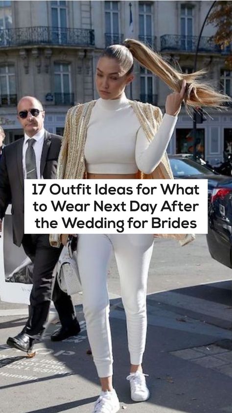 Day After Wedding Outfit Casual, Wedding Next Day Outfit, Day After Wedding Outfit Brunch Casual, Wedding Recovery Outfit, Day Two Wedding Outfit, Bride Plane Outfit, Wedding After Party Outfit Comfy, Just Married Outfit Ideas, Day 2 Wedding Outfit Bride