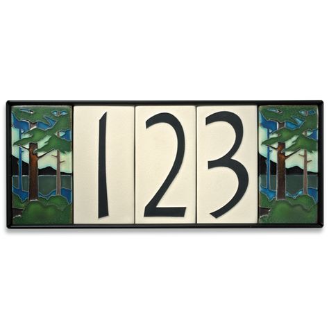 4x8 House Number Frame (Holds Five Tiles) Cleaning Upholstered Furniture, Tile House Numbers, Craftsman Tile, Tile House, Handmade House, Number Tiles, Art Tiles, Wood Stain Colors, Modern Bungalow