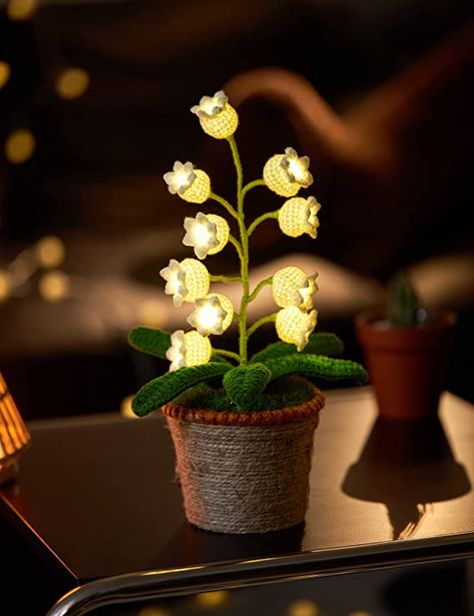 Lily of Valley Lamp, 10pcs Crochet Artificial Flowers with Night Lights Fake Lily of Valley Included Pots - for Gift, Birthday, Ideas for Valentine's Day, Desk Home Decorations (L, Warm Lamp) flower light. cottagecore decor fairycore decor Gift Birthday Ideas, Warm Lamp, Lily Of Valley, Crib Decoration, Crochet Lamp, Crochet Fairy, Lily Of The Valley Flowers, Valley Flowers, Flower Lamp