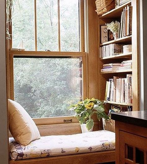 My gift to you is a "Cozy Reading Nook"! Lots Of Books, Window Nook, Bookshelf Styling, Home Libraries, Cozy Reading Nook, Design Del Prodotto, Cozy Nook, Home Library, Cozy Corner