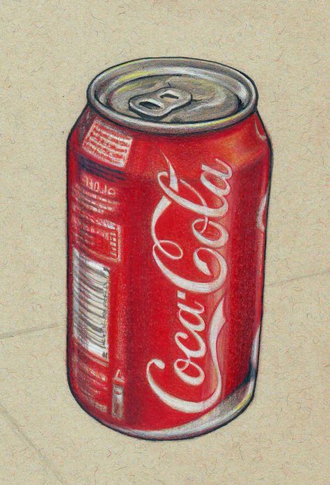 Can Of Coke, Genos Wallpaper, Coke Can, Color Pencil Sketch, Prismacolor Art, Pencil Drawing Tutorials, Colored Pencil Artwork, Object Drawing, Black Pen