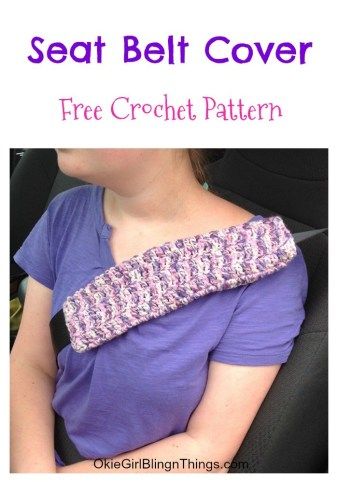 Seat Belt Cover - Free Crochet Pattern - OkieGirlBling'n'Things #freecrochetpatterns #seatbeltcover #easycrochetpattern Crochet Unique, Crochet Car, Confection Au Crochet, Small Crochet, Easy Crochet Projects, Crochet Simple, Seat Belt Cover, Crochet Creations, Quick Crochet