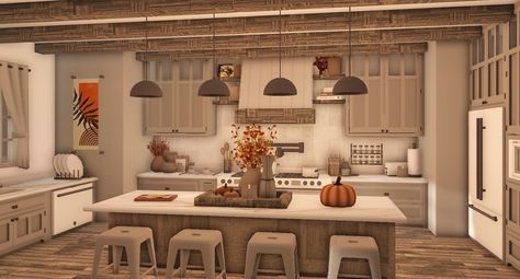 Cole 🌼 | *ੈ✩‧₊ bloxburg lighting tips!! || gonna be moving for the next week or two so i’m scheduling some more generic vids, hope this helps tho!!... | Instagram Bloxburg Lighting, Cozy Fall Kitchen, Christmas Bloxburg House, Lighting Tips, Aesthetic Kitchen, Bloxburg Ideas, Fall Cookies, Fall Kitchen, Cool House