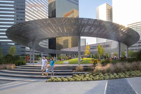 Landscape Plaza, Plaza Design, Urban Heat Island, Pavilion Design, Park Landscape, Downtown Dallas, Central Business District, Urban Architecture, High Rise Building