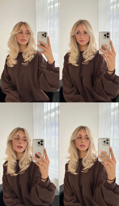 Wispy Curtain Fringe Long Hair Wavy, Blonde Hair With Bangs, Light Blonde Hair, Blonde Hair Inspiration, Blonde Hair Looks, Platinum Blonde Hair, Haircuts For Long Hair, Hair Inspo Color, Hair And Makeup