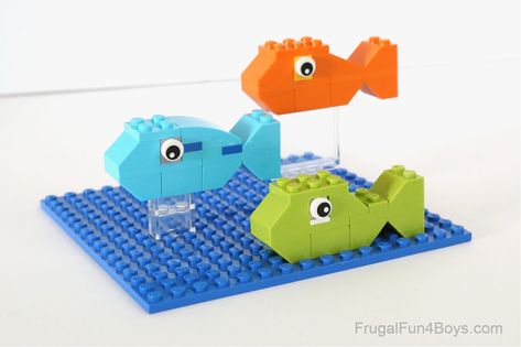 Ocean LEGO Projects to Build (Sea Turtle, Crab, Otter, and Fish!) - Frugal Fun For Boys and Girls Lego Ocean, Lego Fish, Ocean Projects, Block Building, Mini Turtles, Cute Otter, Lego Instructions, Afterschool Activities, Lego Projects