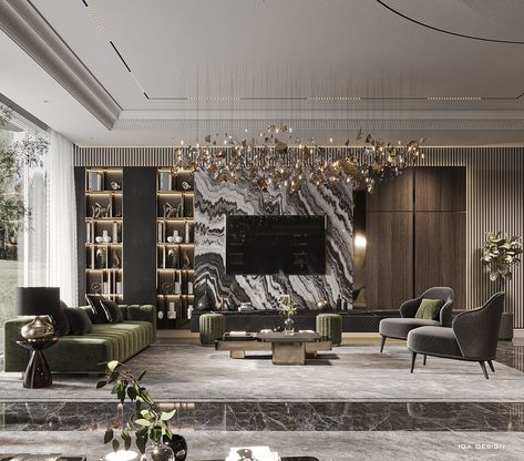 Tv Wall Luxury Design, Luxury Apartment Interior Penthouses, Luxury Apartment Living Room, Classic Interior Design Living Room, Luxury Apartments Interior, Dining Room Design Luxury, Living Room Luxury, Modern Luxury Interior, Lobby Interior Design