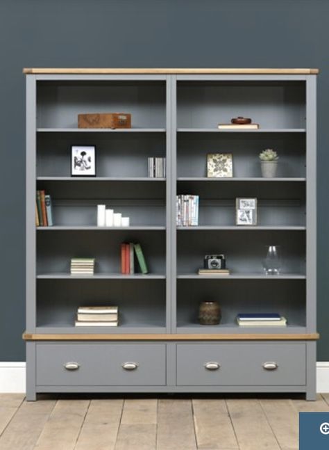 Cotswold Company, Storm Grey, Media Unit, Grey Furniture, Shelving Unit, Bookshelves, Florence, Living Room Furniture, Bookcase