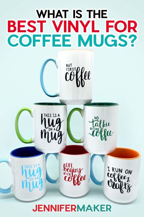 Coffee Mug Ideas Vinyl Cricut, Cricut Mug Designs Free, Coffee Mug Funny Quotes, Heat Press Cup Ideas, Custom Mugs Vinyl, Diy Coffee Mugs Designs Ideas, Cute Mug Sayings, Vinyl Mugs Cricut, Cricut Mug Ideas Vinyls