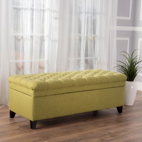 Jamie Green Fabric Storage Ottoman Green Ottoman Living Room, Ottoman Green, Green Ottoman, Storage Bench Bedroom, Fabric Storage Ottoman, Tufted Storage Ottoman, End Of Bed Bench, Upholstered Storage Bench, Fabric Ottoman