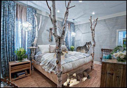 Native American Bedroom, Wolf Room, Forest Bedroom, Extreme Makeover Home Edition, Theme Bedrooms, Native American Decor, Light Hardwood, Bedroom Themes, Cool Rooms