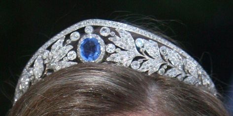 a close up of the sapphire tiara, worn by GD Marie-Theresa Sapphire Tiara, 2000 Followers, Royal Aesthetic, Royal Tiaras, Headpiece Jewelry, Diamond Tiara, Magical Jewelry, Crystal Crown, Royal Jewels