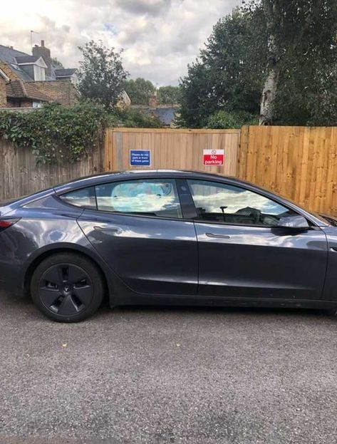 Car Parked Outside House, Privacy Fence Gate, No Parking Signs, Parked Car, Thank You Pictures, Car Picture, Tesla Owner, No Parking, Save Fuel