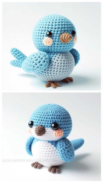 Crochet Bluebird, Bird Amigurumi Free Pattern, Chunky Yarn Patterns, Bird Amigurumi, Animal Knitting, Crochet Bird, Crochet Bird Patterns, Crocheted Animals, Crocheted Patterns