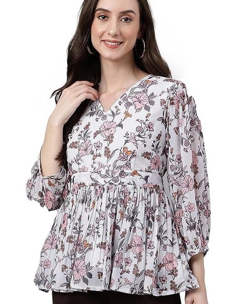 https://amzn.to/4bQhBmR Simple Frock, Simple Frock Design, Printed Peplum Top, Simple Frocks, Georgette Tops, Peplum Tops, Casual Day Outfits, Quick Outfits, Stylish Dress Book