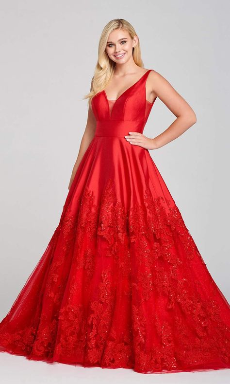 Prom Dress Colors, Ellie Wilde Prom Dresses, Prom Dress Gown, Veil Headpiece, Red Things, Special Occasion Gowns, Red Prom Dresses, Casual Outfits For Work, A Prom Dress