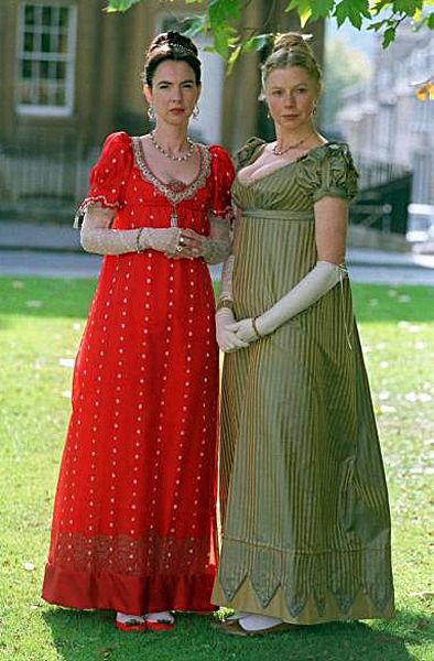 Persuasion 1995 - Miss Elliot and Mrs Clay. Persuasion 1995, White Regency Dress, Elizabeth Elliot, Regency Dresses, Regency Clothing, Jane Austen Movies, Period Films, Victorian Age, Regency Gown