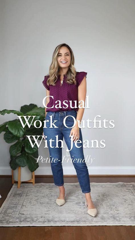 Work Outfits With Jeans, Black Jeans Outfits, Casual Outfits Work, Outfits With Jeans, Work Outfits Frauen, Jeans Outfit For Work, Casual Work Outfits Women, Outfits For Work, Petite Style