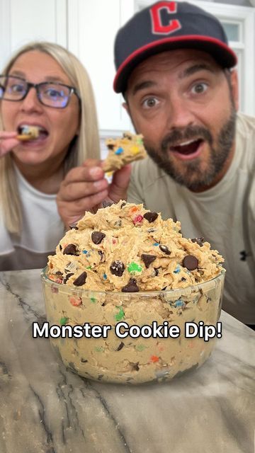 Monster Cookie Dip Recipe, Halloween Cookie Dip, Cookie Monster Dip, Monster Cookie Dip, Cookie Dips, Monster Dip, Team Balmert, Monster Cookie Dough Dip, Gluten Free Monster Cookies