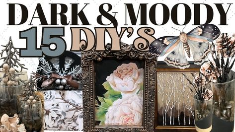 MUST SEE~IT'S HERE! DARK & MOODY Dollar Tree/Thrifted Items DIY's! HIGH END with LOW COST ITEMS! Spring Diy, Diy Moody Decor, Art Mixed Media, Moody Decor, Diy Wall Art, Spring Decor Diy, Low Cost, Thrifted Items, Dark And Moody