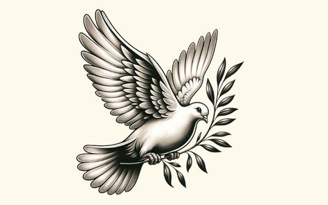 The Essence of Dove Tattoos: Love, Faith and Freedom Dove Mens Tattoo, Angel Birds Tattoo, Love Doves Tattoo, Beautiful Dove Tattoos, Eagle And Dove Tattoo, Neo Traditional Dove Tattoo, Mens Dove Tattoo Ideas, Dove Raven Tattoo, Dove Tattoo Collar Bone